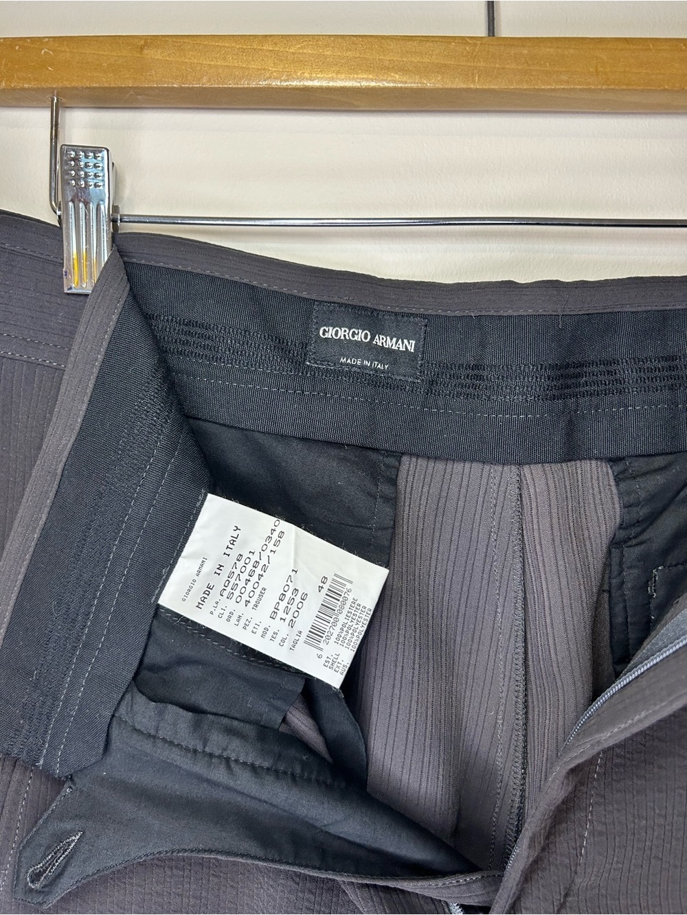 Giorgio Armani Tailored Textured Trousers Straight Leg Made in Italy Size IT 48 - Picture 5 of 8